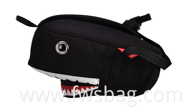 Fashion Toddler Kindergarten Black Cartoon Kids Backpack With 3D Shark Animal Print